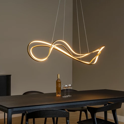 Lucide SARDANA - Hanglamp - LED Dimb. - 1x54W 2700K - Mat Goud / Messing | Premium - sfeer 1